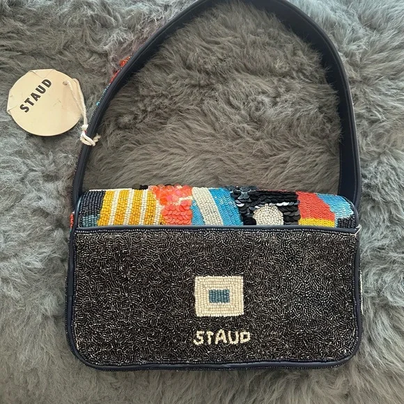 STAUD Red and Pink Shoulder Bag Vibrant Design - Picture 2 of 2